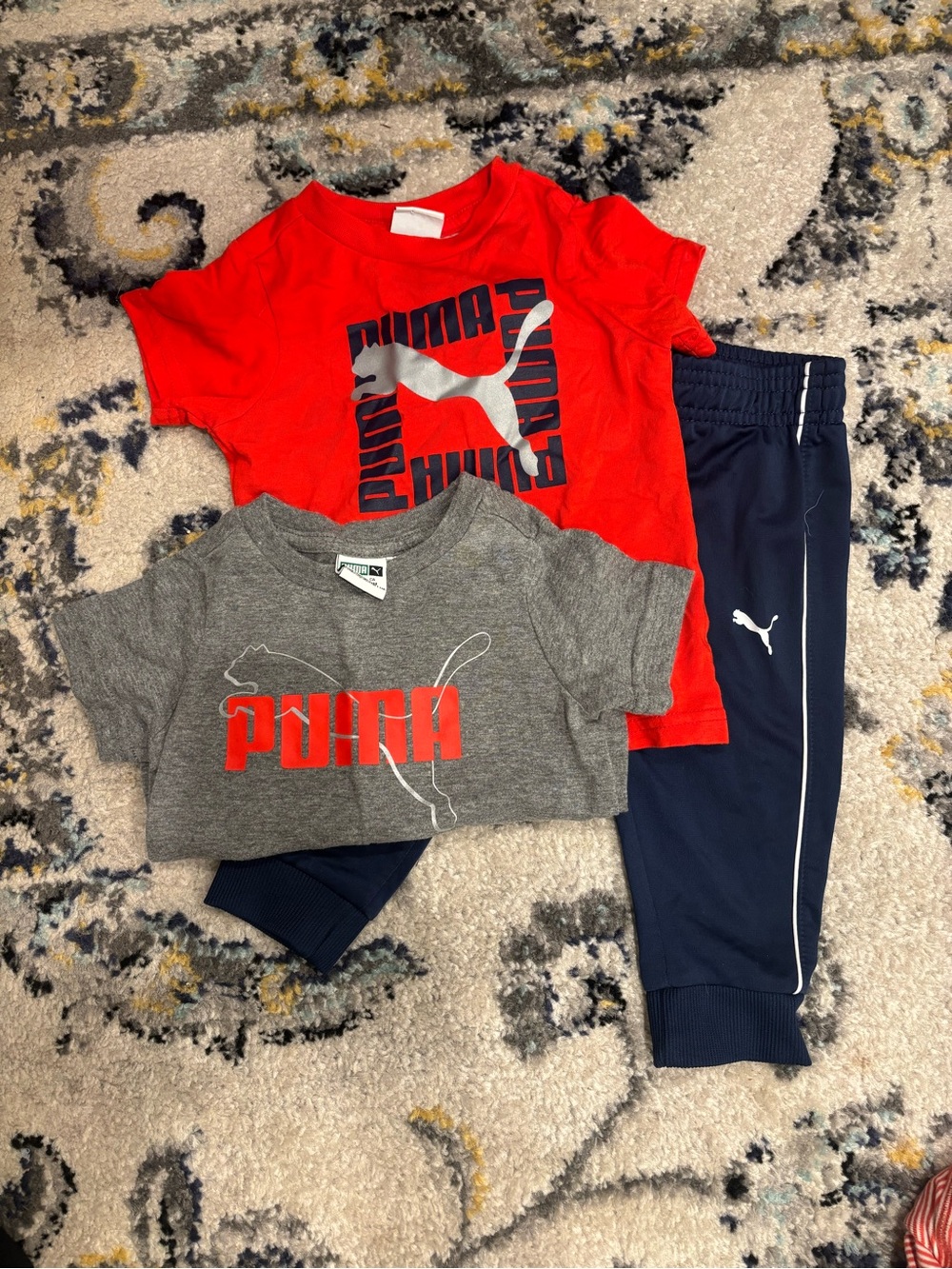 Puma Kids Red, Gray & Navy Jogger Set